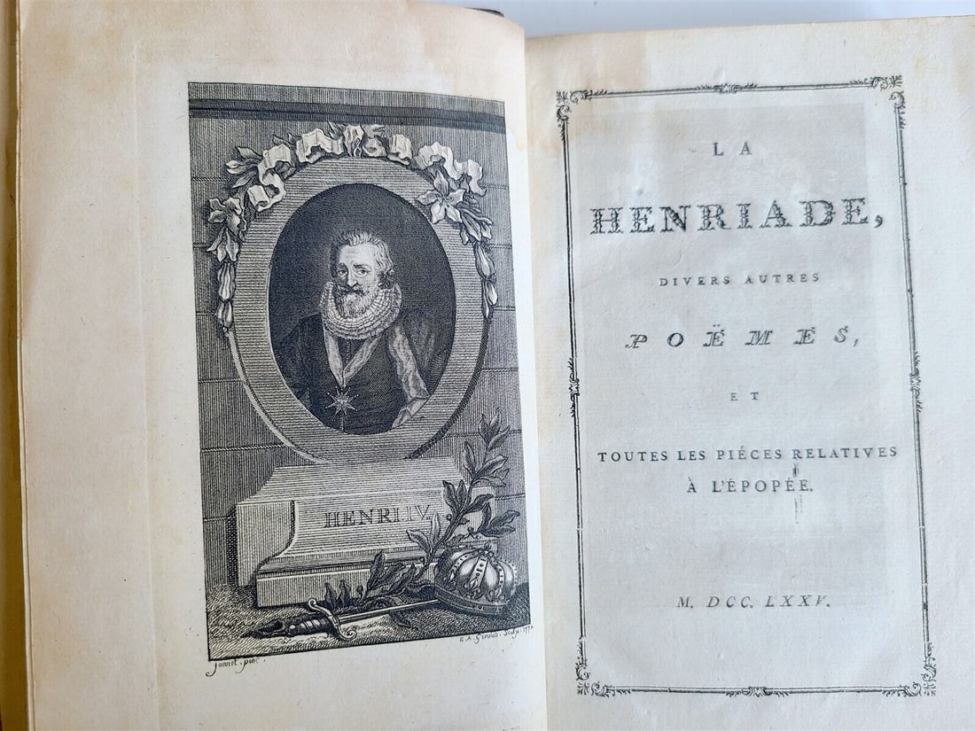 1775 LA HENRIADE DIVERS AUTRES POEMS antique ILLUSTRATED POETRY (1 of 11)