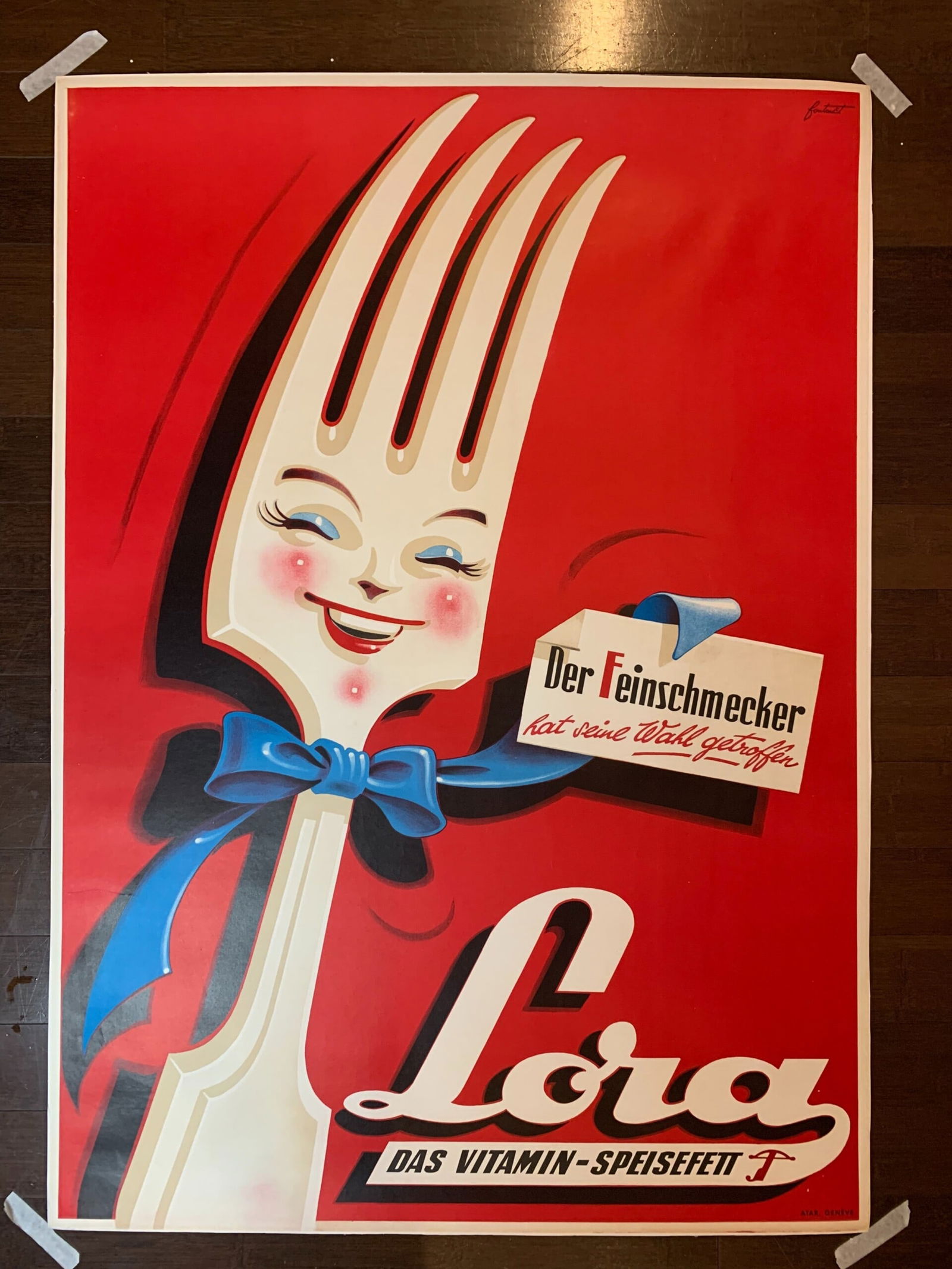 Lora - Art by Noel Fontanet (1954) 36" x 50" Swiss Advertising Poster LB (1 of 6)