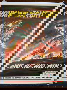 Work the Way They Fight - Rare Warner and Swasey (1943) 31.125" x 40" US WWII Poster LB: Work the Way They Fight - Rare Warner and Swasey (1943) 31.125" x 40" US WWII Poster LB. Reserve: $676.00 Shipping: Domestic: Flat-rate of $42.00 to anywhere within the contiguous U.S. International: