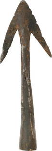 CRUSADER'S JAVELIN HEAD, 1200-50: Seventh Crusade period, (1248-54) See Arms and Armor of the Crusading Era, Nicolle, fig.84 for a comparable example excavated at Ras Castel Serbia. Just over 3" length, well forged iron with thickened