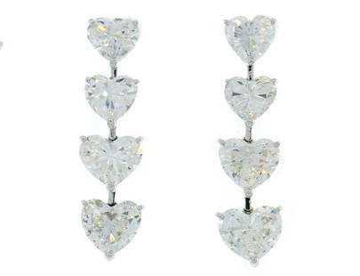 Moussaieff Heart Diamond Platinum Dangle EARRINGS with 8 GIA Reports: VK IATOO MOUSSAIEFF Heart Diamond Platinum Earrings A pair of dazzling diamond earrings created by renowned jewelry house Moussaieff. The earrings feature eight heart brilliant cut diamonds. Each