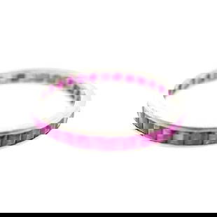 ANTIQUE 18k White Gold & Ruby Band Circa 1900s: DK 18k White Gold & Ruby Band Antique Circa 1900s · This is a must for a collector. The weight is 2 grams. The length is ¾ of an inch. The width is 1/8 of an inch. The ring size is 7.5. Rese