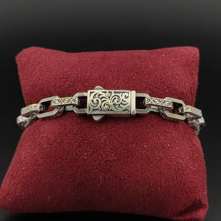 925 Sterling Silver Men's Bracelet,Mediavel Vintage Style: Title: 925 Sterling Silver Men's Bracelet,Mediavel Vintage Style Additional Information: 925 Sterling Silver Men's Bracelet,Mediavel Vintage Style. -Condition:New Weight:41.9g -Size:8.46 inch