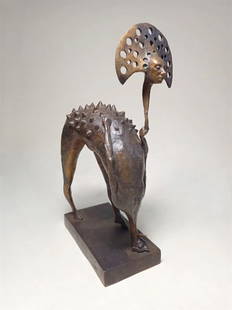 Shevchuk Dmitry - "Ostrich", bronze sculpture: Artist: Shevchuk Dmitry Title: "Ostrich", bronze sculpture Date/Period: 2021 Dimension: 20x7x7 Medium: Bronze Additional Information: 5% of the purchase amount will be transferred to the fund for huma