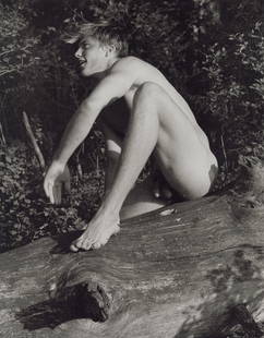 BRUCE WEBER - Tom, Adirondack Park, 1988: Artist: Bruce WeberTitle: Tom, Adirondack Park, 1988Medium: Sheet Fed Gravure, 1990, USADimensions: 7.3x9.35"Description: Heat Wax Mounted on 11x14" Conservation BoardArtist Bio: Bruce Weber is an