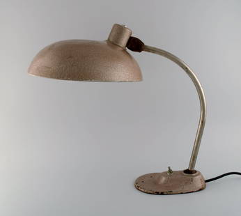 Large adjustable work lamp in original metallic lacquer. Industrial design, mid 20th century.: Title: Large adjustable work lamp in original metallic lacquer. Industrial design, mid 20th century. Description: Large adjustable work lamp in original metallic lacquer. Industrial design, mid 20th c