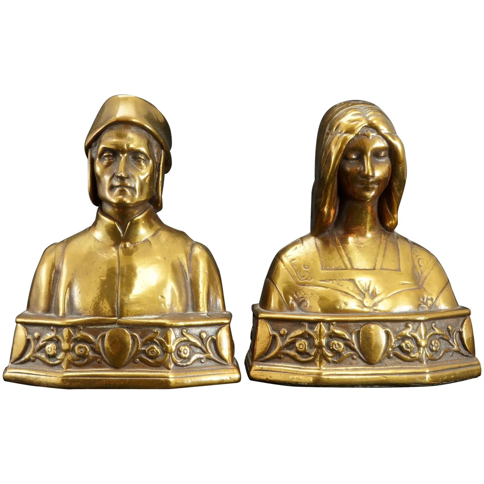 Pair Dante and Beatrice Bronze Clad Bookends (1 of 12)