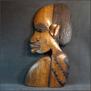 African Carved Wood Wall Plaque Superb Vintage Eric Danquah XLG #17083: For the past 30+ years I have collected many carved wood sculptures and this particular carved wall plaque is one of my favorites. This wall plaque is extremely well made and is very large. The plaque