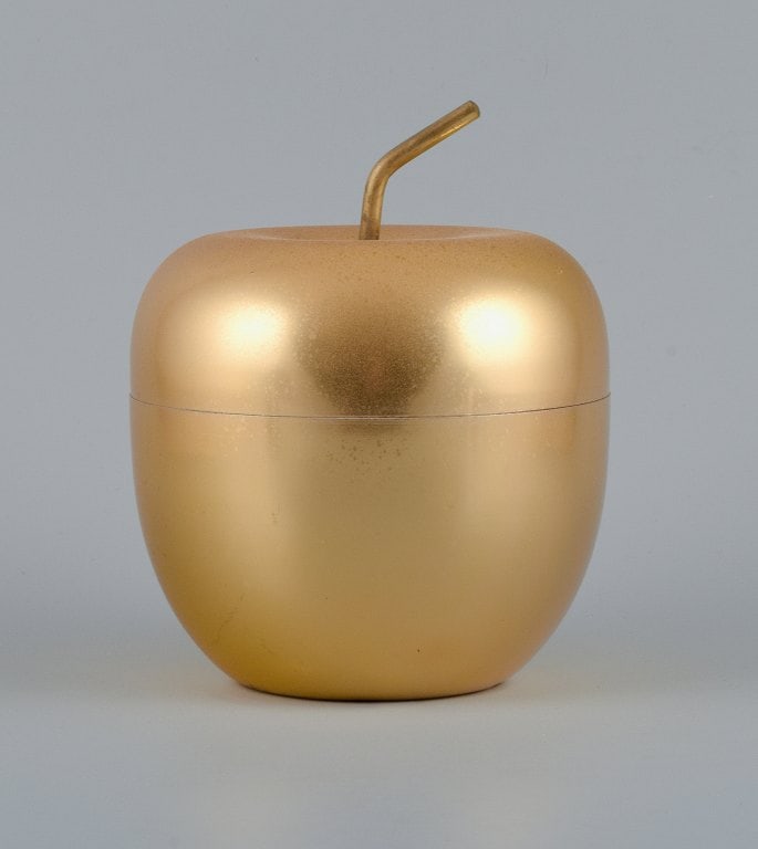 Ettore Sottsass for Rinnovel, Italy. Ice bucket in gilded aluminum and brass shaped like an apple. (1 of 6)