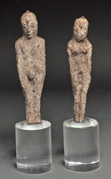 Cambodian tribal healing dolls: Title: Cambodian tribal healing dolls Description: Cambodian tribal healing dolls (male & female) Origin: Cambodia Date: 20th c. Dimensions: 6 1/2" high Material: wood vine Reserve: $100.00 Shipping: