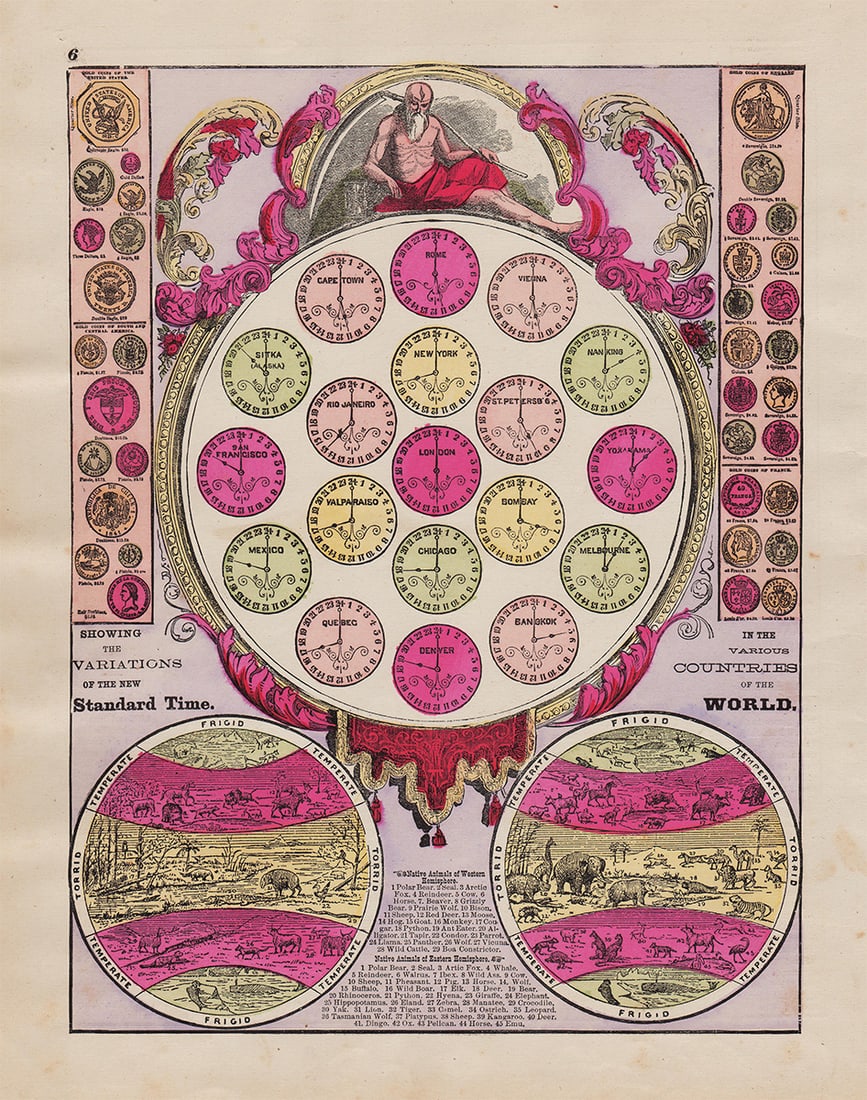 Unusual chromolith plate of New Standard Time (1885) (1 of 4)