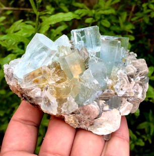 Aquamarine Specimen, Natural Aquamarine Crystals Cluster With Muscovite Mica Mineral Specimen From: Materials: Aquamarine, Muscovite Mica Aquamarine Specimen, Natural Aquamarine Crystals Cluster With Muscovite Mica Mineral Specimen From Pakistan - Specimen has 100% natural and undamaged.