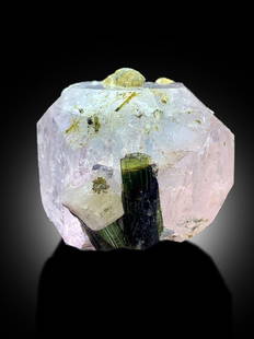 Pink Morganite with Green Tourmalines, Morganite Specimen, Morganite Crystal, Tourmaline Crystal,: Materials: Gem type: Morganite Pink Morganite with Green Tourmalines, Morganite Specimen, Morganite Crystal, Tourmaline Crystal, Mineral Specimen, Raw Gemstone, Morganite Crystal Natural Pink Color.