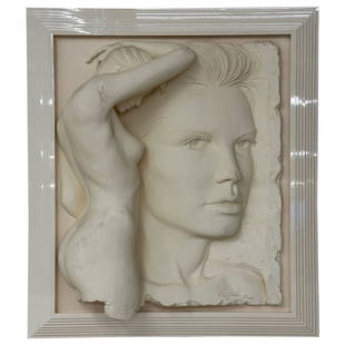 Bill Mack 3D Figural Relief Wall Sculpture: Title: Bill Mack 3D Figural Relief Wall SculptureDescription: Bill Mack (American, b. 1949) "Reflection," 1991, bonded sand sculpture, signed and noted edition 18/145 to lower right. One of several