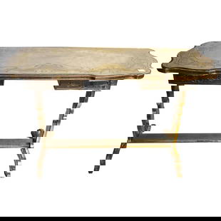 Jansen Fine Eglomise Double Drawer Etched Mirror and Silver Leaf Vanity Desk: Title: Jansen Fine Eglomise Double Drawer Etched Mirror and Silver Leaf Vanity Desk Description: Hollywood Regency Maison Jansen fine églomisé double drawer etched mirror and silver leaf van