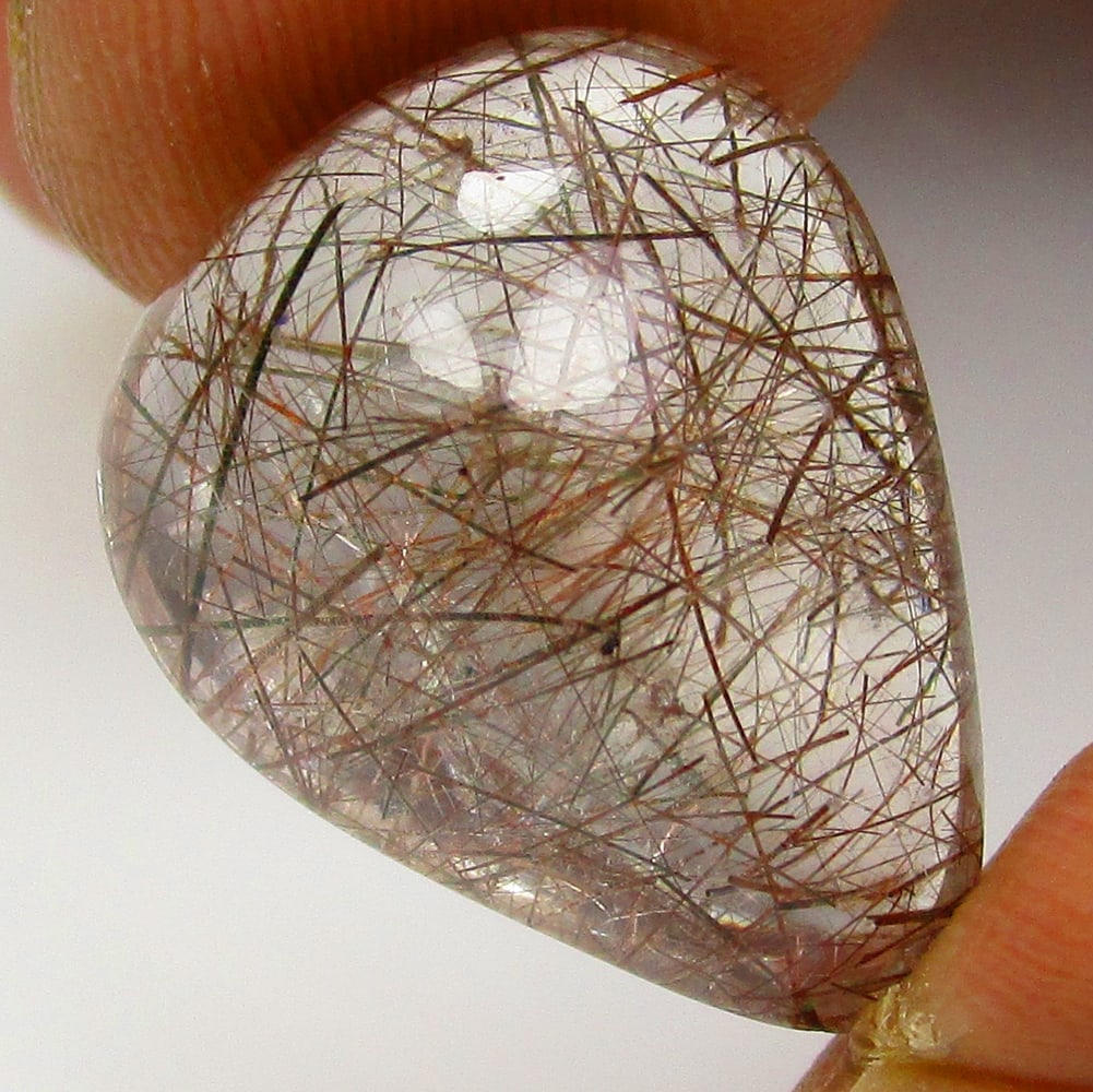 13.37 Ctw Natural Metal Hair Rutile Quartz Pear Cab (1 of 2)
