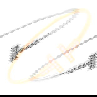 Authentic! Tiffany & Co 18k Rose Gold Diamond T Wire Flex Bracelet: Authentic! Tiffany & Co 18k Rose Gold Diamond T Wire Flex Bracelet Authentic! Tiffany & Co 18k Rose Gold Diamond T Wire Flex Bracelet Product Description About This Piece: Metal: 18k Rose Gold Length: