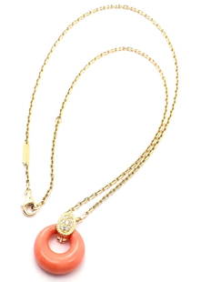 Authentic! Van Cleef & Arpels 18k Yellow Gold Diamond Coral Pendant Necklace: Authentic! Van Cleef & Arpels 18k Yellow Gold Diamond Coral Pendant Necklace Authentic! Van Cleef & Arpels 18k Yellow Gold Diamond Coral Pendant Necklace Product Description About This Piece: 