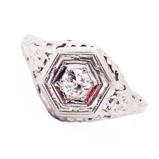 Vintage Estate Platinum Diamond Art Deco Filigree Ring: Vintage Estate Platinum Diamond Art Deco Filigree Ring Vintage Estate Platinum Diamond Art Deco Filigree Ring Product Description About This Piece: Vintage / Estate Platinum Art Deco Filigree