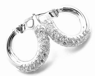 Authentic! Van Cleef & Arpels 18k White Gold Diamond Hoop Earrings Paper: Authentic! Van Cleef & Arpels 18k White Gold Diamond Hoop Earrings Paper Authentic! Van Cleef & Arpels 18k White Gold Diamond Hoop Earrings Paper Product Description About This Piece: About Van Cleef