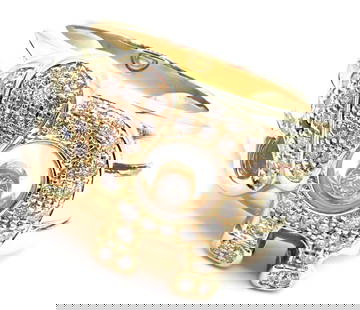 Authentic! Chopard Happy Elephant 18k Yellow Gold Diamond Wide Band Ring: Authentic! Chopard Happy Elephant 18k Yellow Gold Diamond Wide Band Ring Authentic! Chopard Happy Elephant 18k Yellow Gold Diamond Wide Band Ring Product Description About This Piece: Metal: 18k Yello