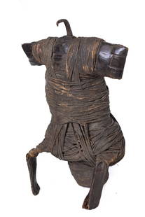 Fetish figure - String, Iron (cast), Leather - Fali - Cameroon: Stunning protective arachnid fetish from the Fali tribe of Cameron, related to an individual or to a house. Their craftsmanship depends on the needs expressed by the soothsayer and on the individuals