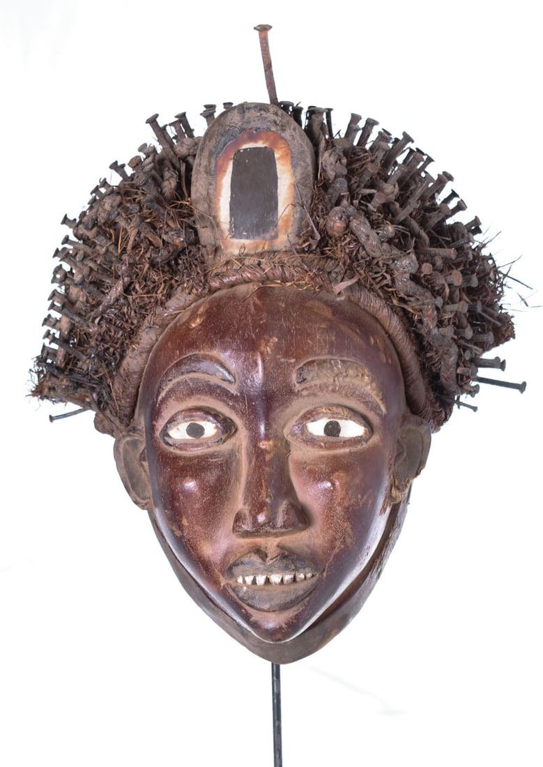 Mask - Glass, Nail, Wood - Kongo - Congo (1 of 8)
