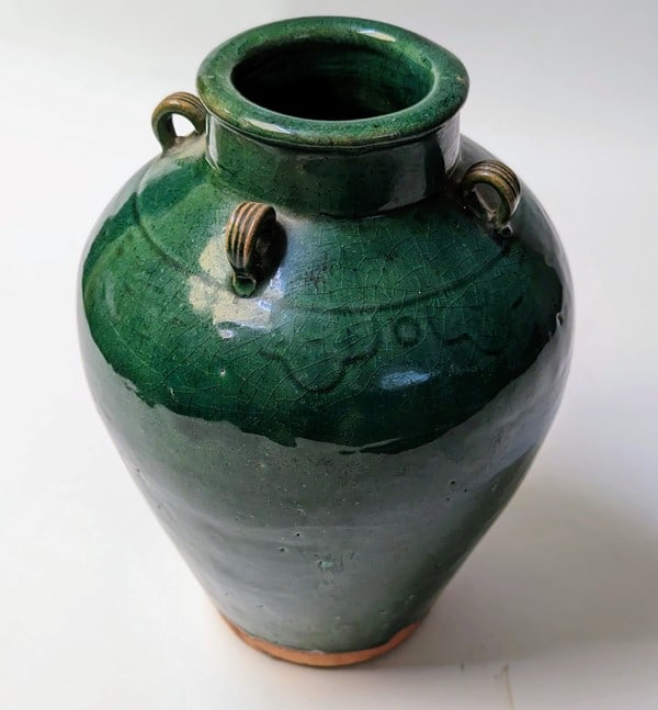 Southeast Asian Vietnamese Lugged Green-Glazed Jar (1 of 4)