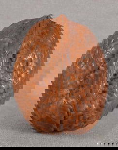 19c Chinese scholar WALNUT fingering piece: 19th century Chinese fingering piece in a form of a natural walnut. Excellent piece to use for meditation practice, richly textured surface, superb warm patina from more than 100 years of handling, ve
