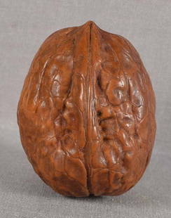 19c Chinese scholar WALNUT fingering piece: 19th century Chinese fingering piece in a form of a natural walnut. Excellent piece to use for meditation practice, richly textured surface, superb warm patina from more than 100 years of handling,