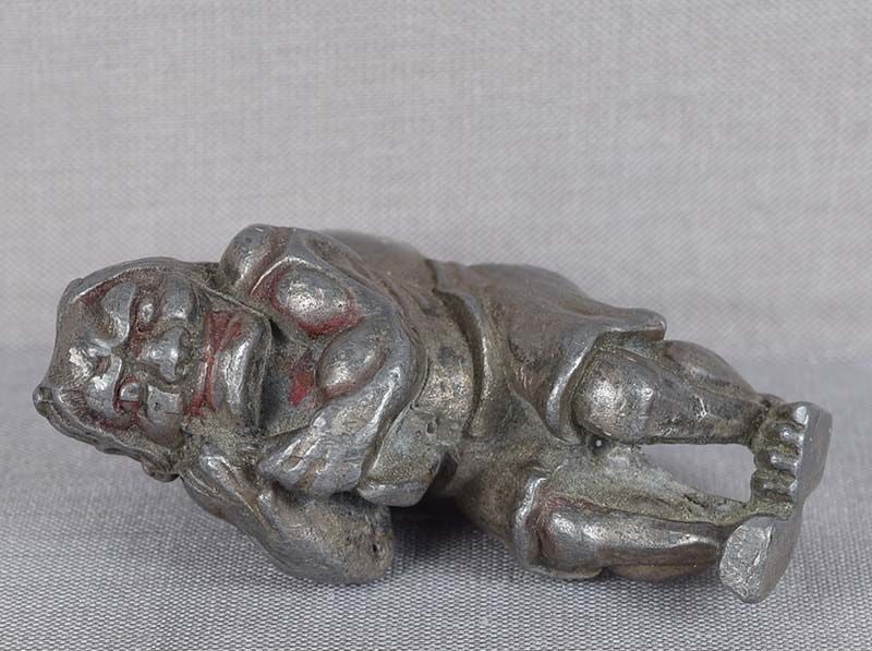 19c Japanese pewter SCROLL WEIGHT Wind God FUTEN (1 of 6)