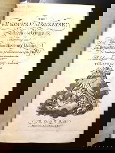 1790 Magazine Bounty Mutiny Death of Franklin: Bound volume of "The European Magazine or London Review.." Volume XVII for 1790 covering the months January through June. Six issues, General title, 480 pages, index, and a supplement consisting of sh