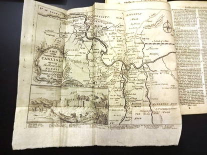 1746 Magazine Scot Rebellion Map: The May 1746 issue of "The Gentleman's Magazine", printed at London by Sylvanus Urban. 52 pages and one folding map of Carlisle showing the movements of the rebels, Accompanying article and other arti