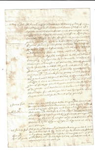 17th C English Manuscript Lease Nathaniel Bacon: An interesting two page manuscript document being an abstract of leases at Methwold in Norfolk during the 11th and 13th years of the reign of James I (1614-1616). Penned in the 17th century as well wi