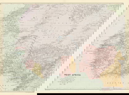 West Africa showing British Possessions. Nigeria Gold Coast. STANFORD 1904 map: CAPTION PRINTED BELOW PICTURE: 'West Africa, showing the British Possessions' DATE PRINTED: 1904 IMAGE SIZE: Approx 52.0 x 70.0cm, 20.25 x 27.5 inches (Large); Please note that this is a folding map.
