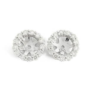 Round Diamond Halo Earring Jackets Enhancers 14K White Gold for 2.50 CTW Studs: Round Diamond Halo Earring Jackets Enhancers 14K White Gold for 2.50 CTW Studs These are beautiful earring jackets to enhance your diamond or gemstone studs! Please let us know if you have any