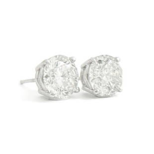 GIA Round Diamond Stud Earrings 14K White Gold 4-Prong Baskets, 3.03 CTW: GIA Round Diamond Stud Earrings 14K White Gold 4-Prong Baskets, 3.03 CTW These are gorgeous diamond stud earrings! Please let us know if you have any questions. Diamonds: 2 round brilliant