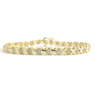 Diamond Two-Tone X-Link Tennis Bracelet 10K Yellow Gold, .45 CTW, 8.09 Grams: Diamond Two-Tone X-Link Tennis Bracelet 10K Yellow Gold, .45 CTW, 8.09 Grams This is a beautiful and unique bracelet! Please let us know if you have any questions. Diamonds: 30 rounds, .45