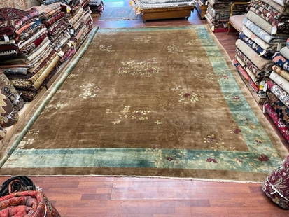 Antique Large size Chinese Peking Rug-4998: Title: Antique Large size Chinese Peking Rug-4998 Description: Beautiful antique Chiness Peking rug, from China, size 12 ft. 2 inches by 16 ft. 2 inches, circa 1920, excellent condition on mocha color
