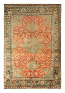 Hand-Knotted Antique Persian Farahan Rug in Red, Blue Medallion Floral Pattern: Title: Hand-Knotted Antique Persian Farahan Rug in Red, Blue Medallion Floral Pattern Description: Hand knotted in wool circa 1920-1930, an antique Farahan rug joining Rug & Kilim’s Antique & Vi