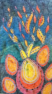 1960''s British Surrealist Oil Painting - ''Life Energies'' Fantasy Abstract circa 1960''s: Stunning original oil painting by Elvic Steele depicting this surrealist fantasy abstract painting. Elvic Steele is a fascinating English painter. Her works entrance the observer, drawing them into he