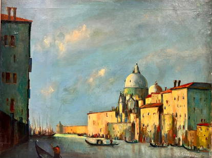 Signed Impressionist Oil Grand Canal Venice Blue Skies & Sunlight: late 20th century signed oil painting on canvas, unframed canvas: 14 x 18 inches condition: overall good. a few minor markings and dings to the surface.Details: Creator: European Artist Dimensions: 