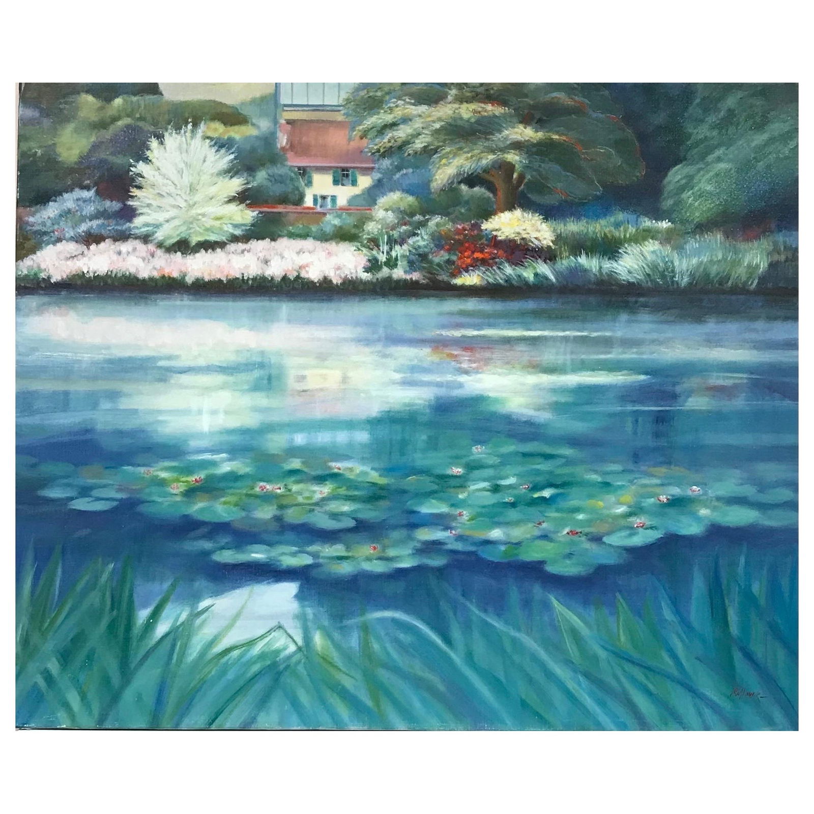 Claude Monet's House & Garden Giverny Huge French Contemporary Oil Painting (1 of 14)