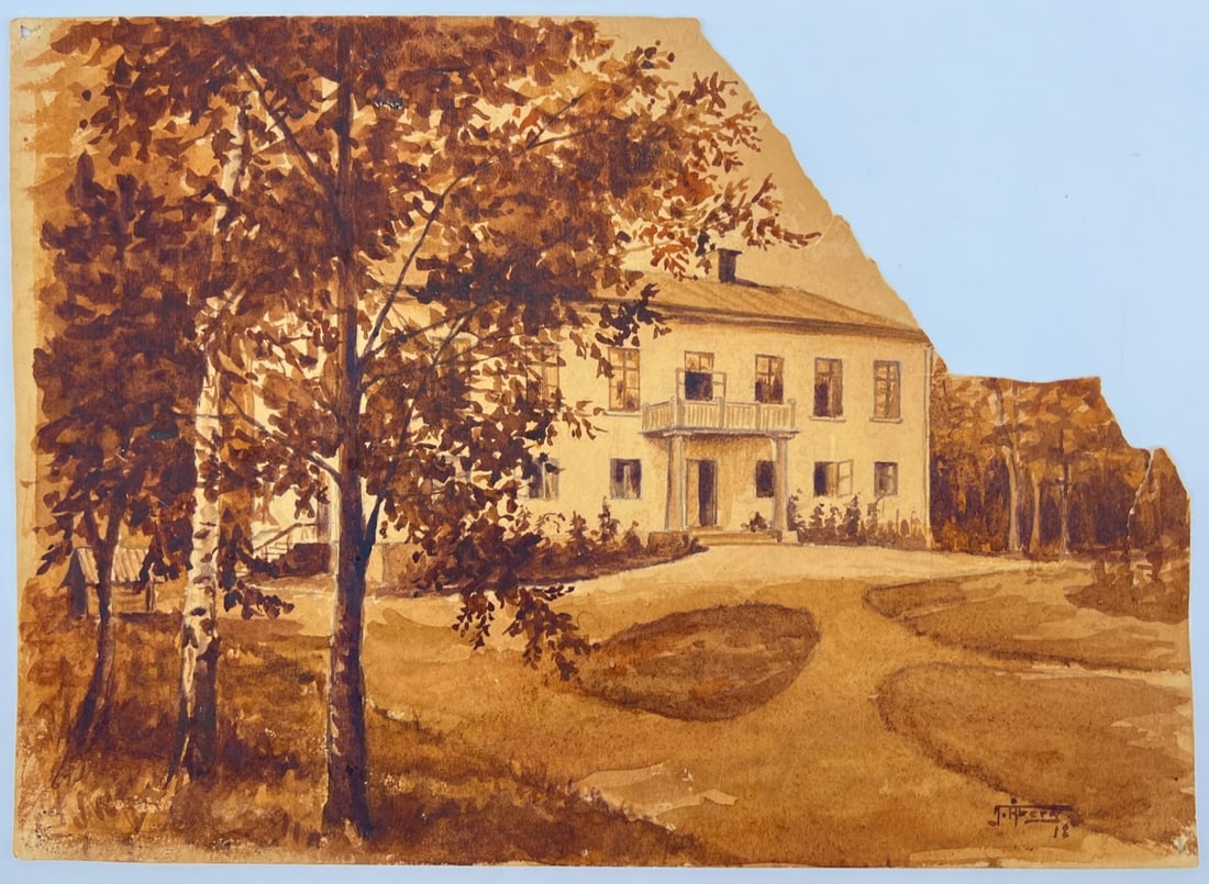 Vintage Drawing - Architecture - Watercolor - Structure - 20th Century - Sweden (1 of 1)