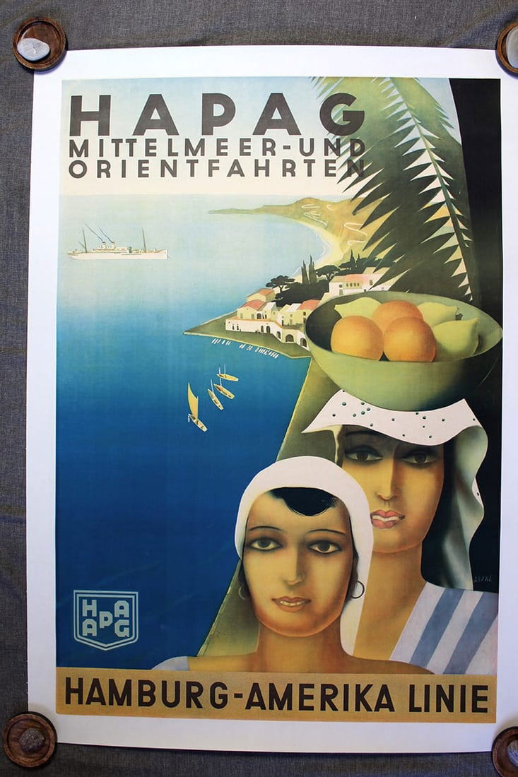 Hapag - Travel Hamburg Amerika Linie (1934) 30" X 44" German Travel Poster LB (1 of 1)