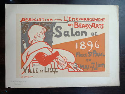 Les Maitres de l'Affiche (1898) 7 French Lithos #108,118,100,106,120,107,119: Les Maitres de l'Affiche (1898) French Litho Plates #108,118,100,106,120,107,119 Les Maitres de l'Affiche - Art by Emile Berchmans (1898) 11.375" x 15.75" Plate #108 French Lithograph Les Maitres de l