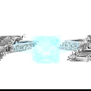 Platinum Diamond Aquamarine Engagement Ring: Details Vintage from before 2000 Size: 4 1/4 US Materials: Platinum Gemstone: Aquamarine Gem color: Blue Style: Mid-century Description Solid platinum Genuine Square cut aqua app 2ct Six f