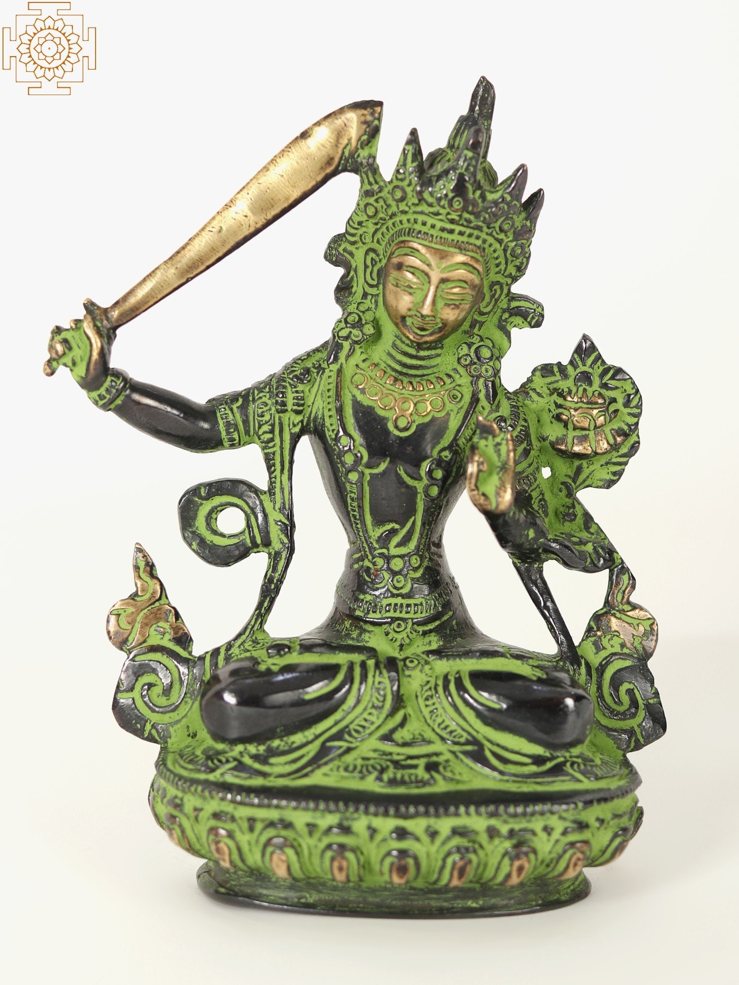 6" Tibetan Buddhist Deity Manjushri in Brass (1 of 6)