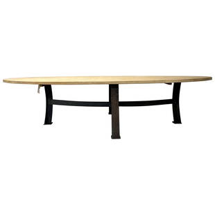 Mid Century Monumental Industrial Dining, Conference Table, Oak, Steel, American: Title: Mid Century Monumental Industrial Dining, Conference Table, Oak, Steel, AmericanDescription: Mid Century Modern Monumental Industrial Dining, Conference Table, Oak, Steel, American. Part of