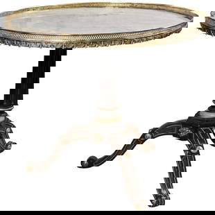 Russian Neoclassical Style Ebonized Centre Marble Top Table by Maison Jansen: Title: Russian Neoclassical Style Ebonized Centre Marble Top Table by Maison Jansen Description: A very fine and rare Russian neoclassical style centre table by Jansen. This table with ebonized woods